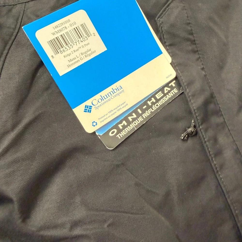 Columbia Mens Omni-Heat Snow Pants XL Black Waterproof Insulated Ski Cargo New